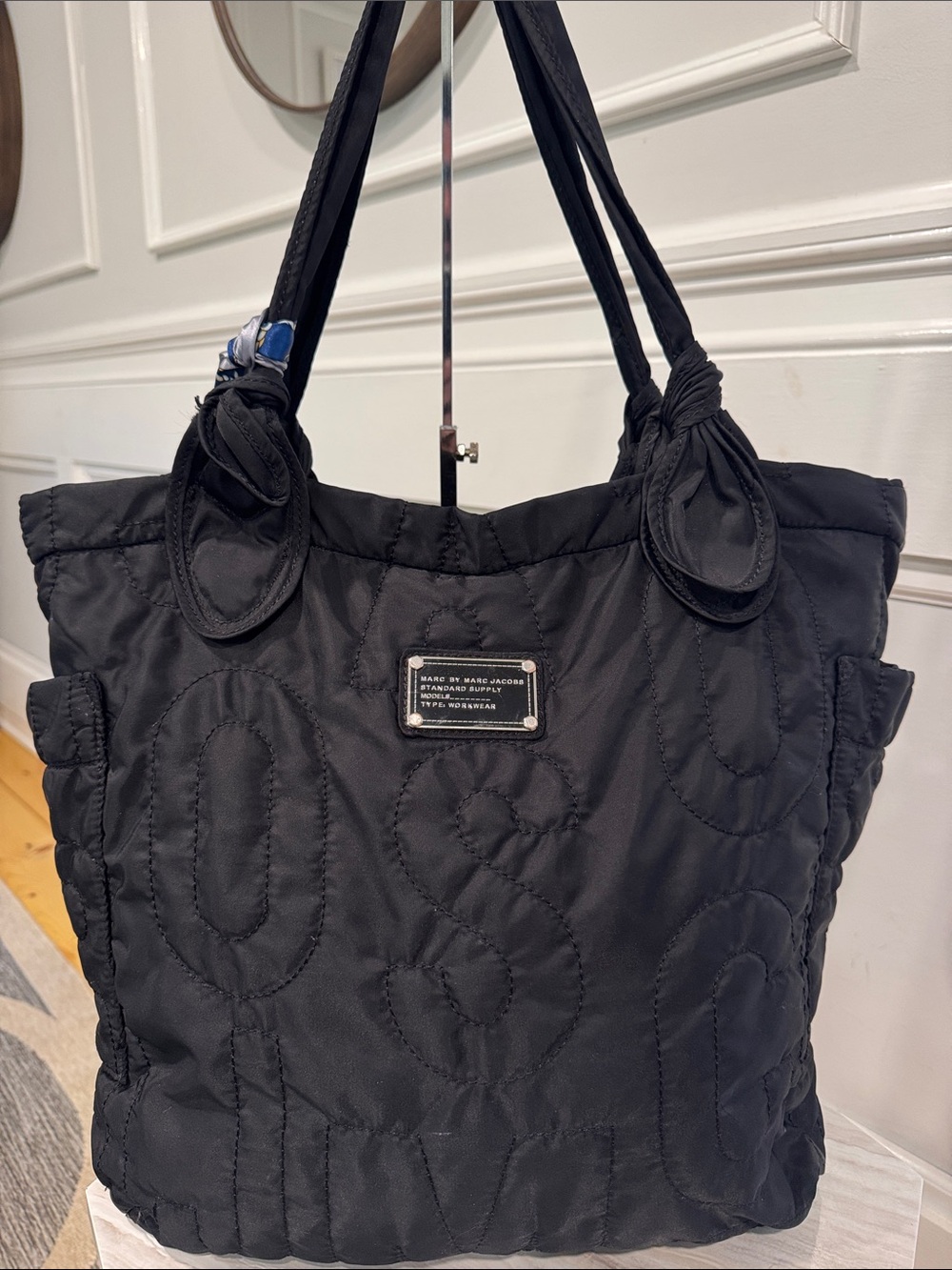 Marc Jacobs Bag Large Standard Supply Logo Stitched Black Weekender Travel Tote - Picture 5 of 17